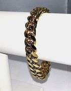 Huge 63.9 Gram Yellow 14 Kt Gold Plate Cuban Curb Link Bracelet