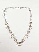 M Italy 925 sterling Silver Two Tone Circle Link Necklace