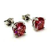 Dazzling 18 Kt White Gold 2 Ctw Pink Simulated Diamond Earrings