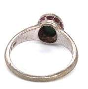 Vintage 925 sterling Silver Center Turquoise With Ruby Around Ring