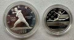 1992 U.S. Mint Olympic Proof 2-Coin Set Silver Dollar & Clad Half w/ Box