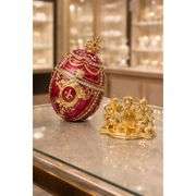 Lion Fabergé-Style Imperial Red Egg Jewelry Box