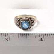 Blue Topaz Gemstone Ring in Sterling Silver.