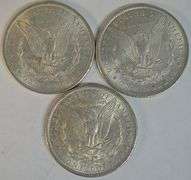 3 Frosty-white near Mint 1889-P Morgan Silver Dollars
