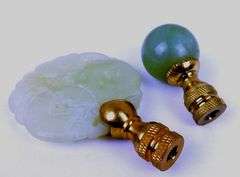 2 Vintage Jade Lamp Finials