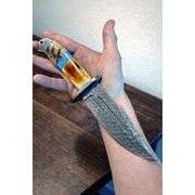 Damascus Steel Bowie Knife Ram Horn