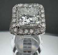 14K White Gold Princess Cut Lab Diamond Ring of 8.65ct