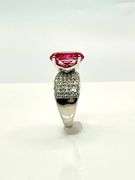 Beautiful 14 Kt White Gold Plate 5 Ct Simulated Red Ruby Rose Cut Ring