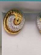 Premium 18k Gold Diamond Swirl Earrings