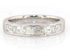 New 0.98ctw Baguette Sideways Six Stone Band Ring in 18K