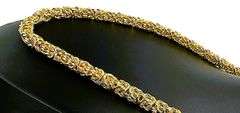 Huge 97.8 Yellow Gold Plated Byzantine Chain Necklace