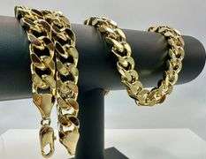 Huge  252.2 Gram 14 Kt Yellow Gold Plated Curb Link Necklace