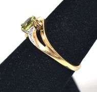 Earthy 10K Yellow Gold Peridot and Diamond Ring