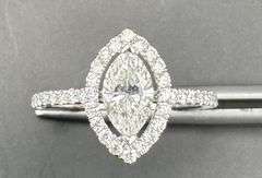 18K White Gold Marquise Cut Diamond Ring of 1.14ct