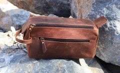 Buffalo Leather Toiletry Bag – Dopp Kit For Shaving & Travel