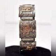 Aztec Designed Bracelet in Sterling Silver with 18k Yellow Gold Plating.