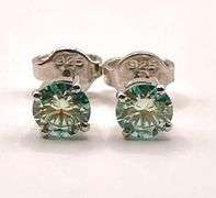 Sparkling 2.05 Ctw VVs1 Paraiba Green Simulated Diamond Earrings