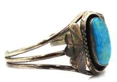 925 Sterling Silver Vintage Navajo Style Large Turquoise Cuff Bracelet