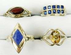 4 Sterling Silver Gemstone Rings