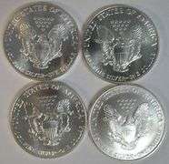 4 Diff. Gem BU Better Dates $1 Silver Eagles 1986 to 1996