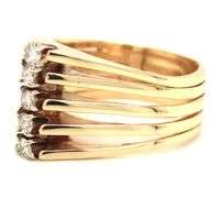 Stylish 14K YG Wide 5 Diamond Ring
