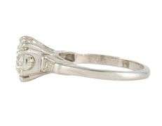 Vintage 2.30ctw Round and Baguette Diamond Three Stone Engagement Ring in Platinum