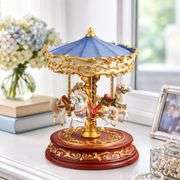 3-Horse Handcrafted Rotating Carousel Musical Collectible