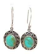 925 Sterling Silver CFJ Thai Turquoiser Damgle Earrings