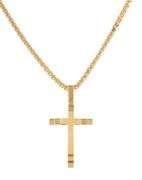 Textured Triple Layered Cross Box Chain Pendant Necklace in 18K
