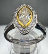 14K Two-tone Gold Marquise Diamond Ring of 1.30ct