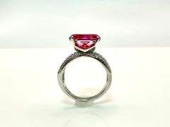 Beautiful 14 Kt White Gold Plate 5 Ct Simulated Pink Rose Red Ruby Ring. This fancy Rose Cut Solitai