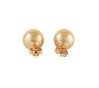 11.0MM Golden South Sea Pearl Stud Earrings in 14K