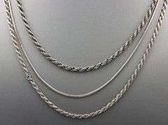 Group lot of 3 Vintage 925 sterling silver chains