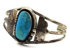 925 Sterling Silver Vintage Navajo Style Large Turquoise Cuff Bracelet