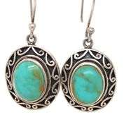 925 Sterling Silver CFJ Thai Turquoiser Damgle Earrings