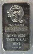 Northeast Territory pure .999 fine silver 5 Troy Oz bar in plastic