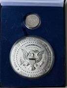 1964 Silver Unc Half & .999 Plated Half Pound Kennedy Tribute Medal.