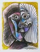 Pablo Picasso, Black And Yellow Drawing, Hand Signed by the Estate
