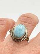 925 Sterling Silver Blue Larimar Ring