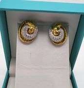 Premium 18k Gold Diamond Swirl Earrings
