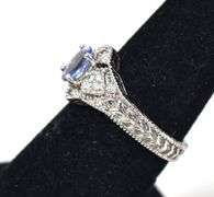 Brilliant 14K White Gold Tanzanite Gemstone and Diamond Ring