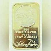 Silver Towne Five Troy Ounces .999 Fine Silver Bar