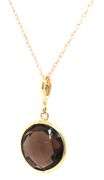 14kt Yellow gold bezel set smokey quartz pendant on chain
