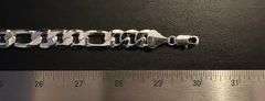 Huge 121.9 Grams .925 Sterling Silver Plated Italian Figaro Chain Necklace