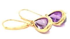 14KT Yellow gold pear shaped amethyst dangle earrings