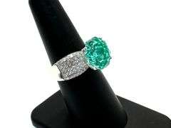 Breathtaking 14 kt White Gold Plate 5 Ct Simulated Paraiba Tourmaline Ring