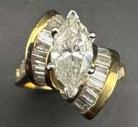 14K Yellow Gold Marquise Cut Diamond Ring of 3.85