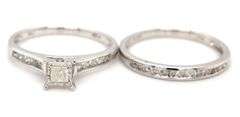 10kt White gold princess cut diamond wedding set