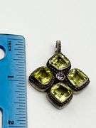 Vintage 925 Sterling Silver Lori Bonn Four Cushion Cut Lemon Citrine Pendant