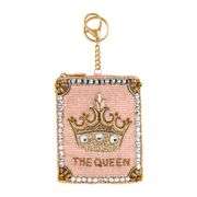 Crowned Jewel Beaded Pink with Gold Crown Coin Purse